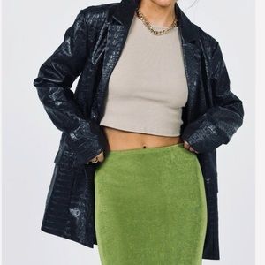 Princess Polly JENNER faux leather CROC Blazer Black Jacket Sz 0 XS UK 4